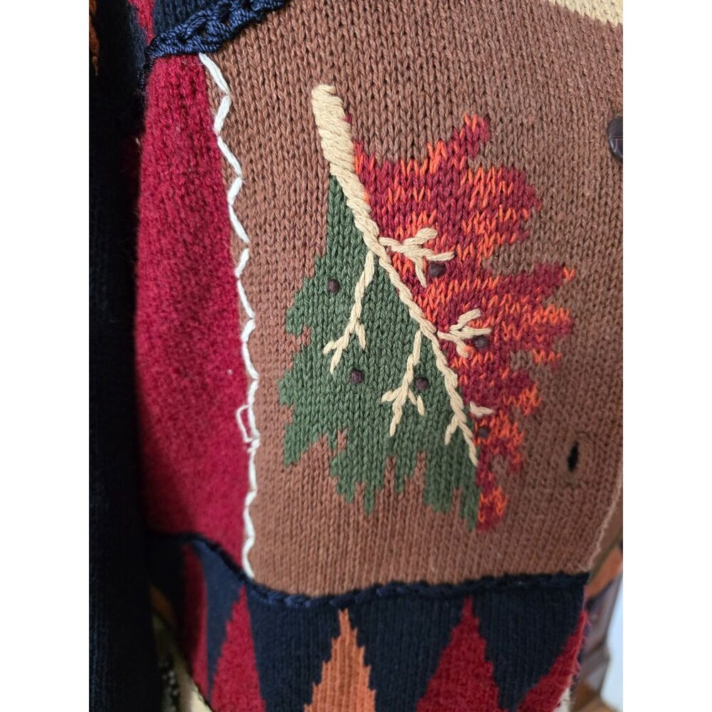 Classic Elements Womens Fall Leaf Patchwork Cardi… - image 3